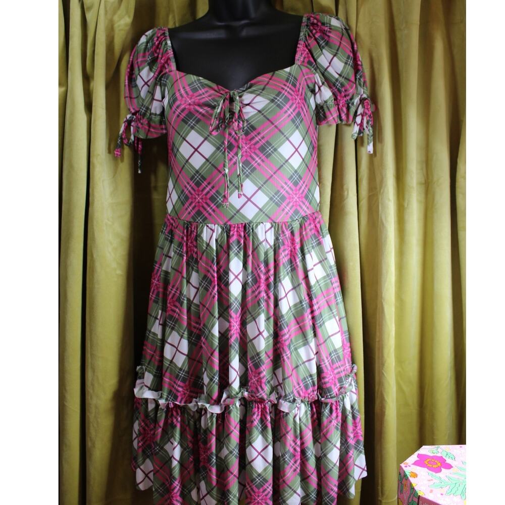 Blackmilk Clothing Tartan Christmas Tea Dress Small NWT